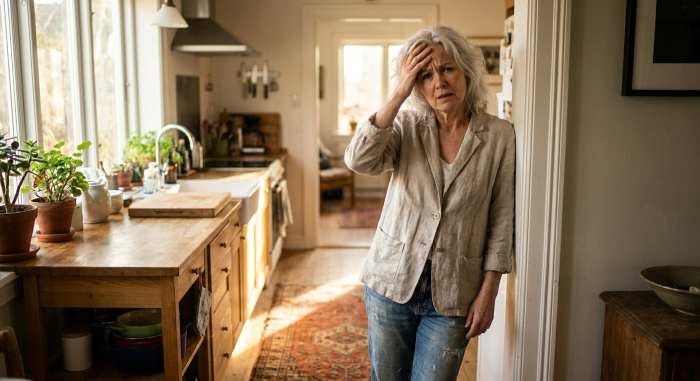 Woman pausing in a doorway trying to remember why she came in