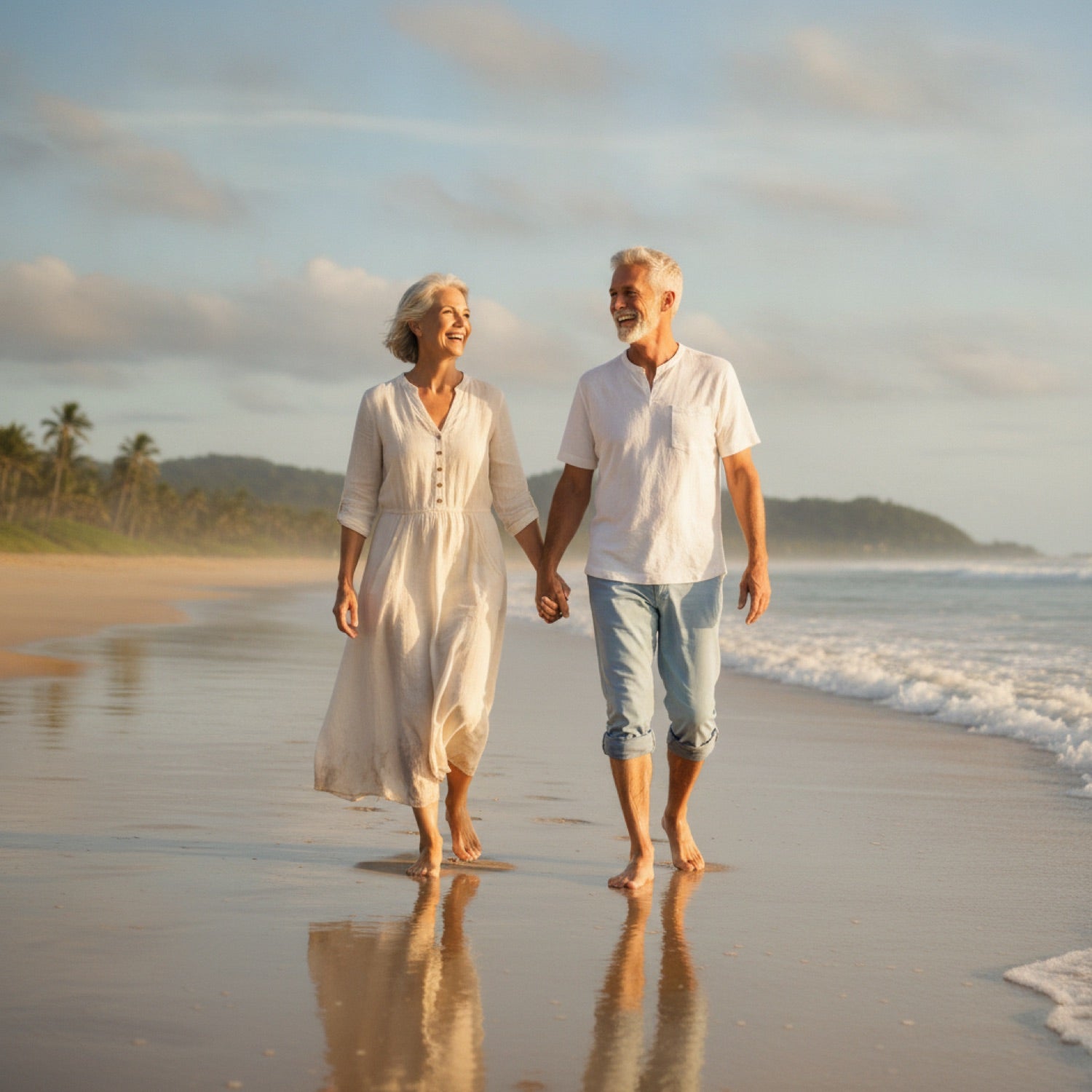 Healthy bare feet on a sandy beach