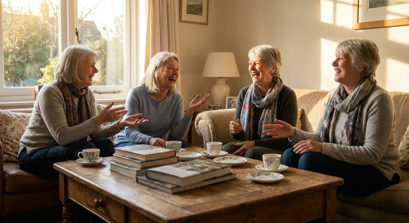 Women laughing together at a book club