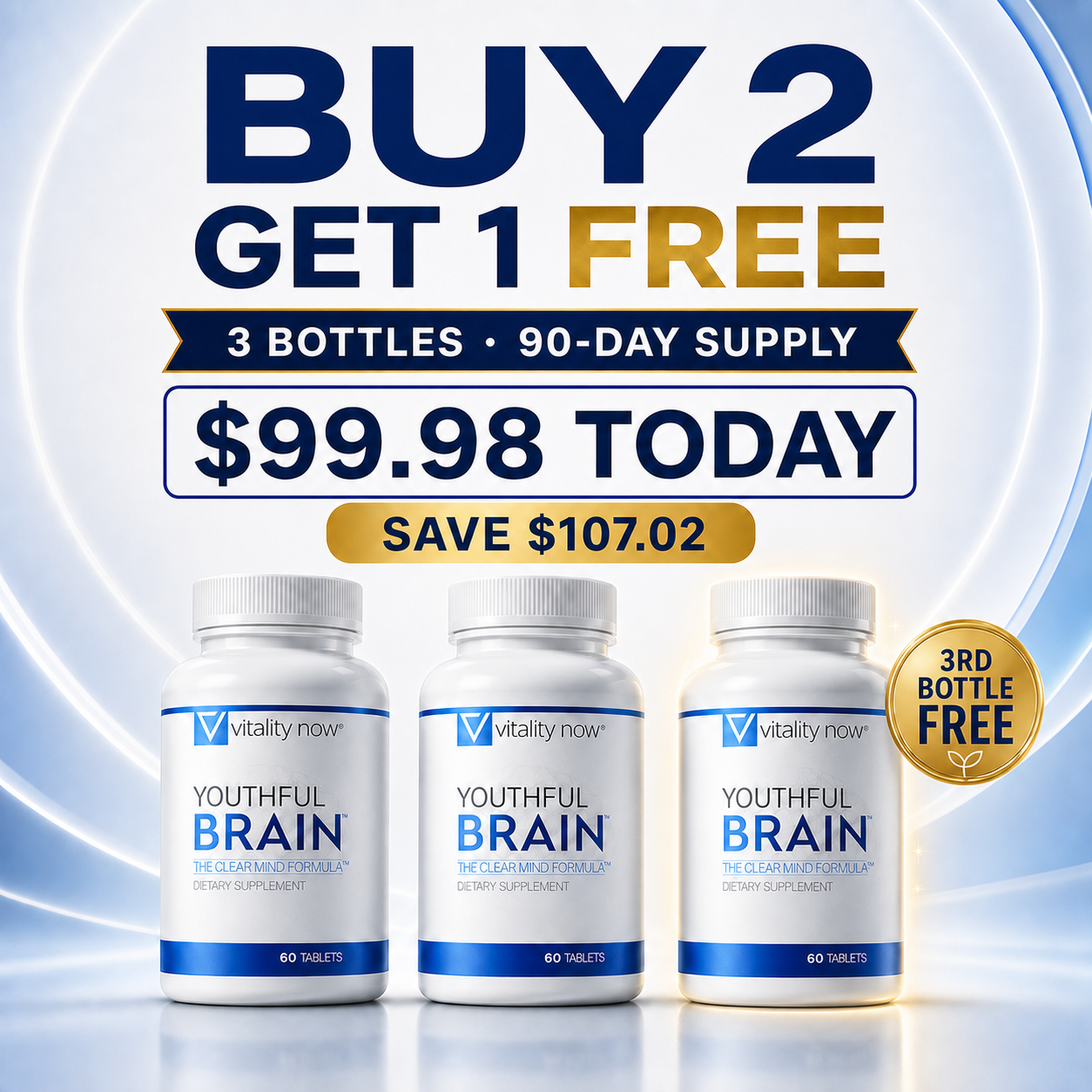 Youthful Brain — three bottles, buy 2 get 1 free